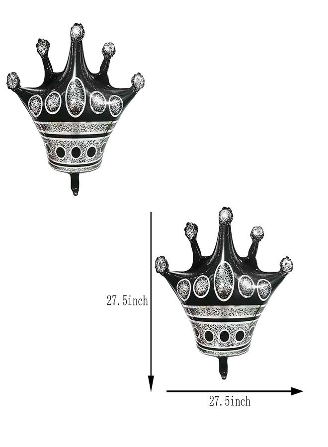OHLIGEI 5PCS Black Crown Balloons Large Crown Foil Balloons Black Mylar Crown Decoration for King and Queen Party Royalty Birthday Wedding Baby Shower New Year Party Decorations - Image 3